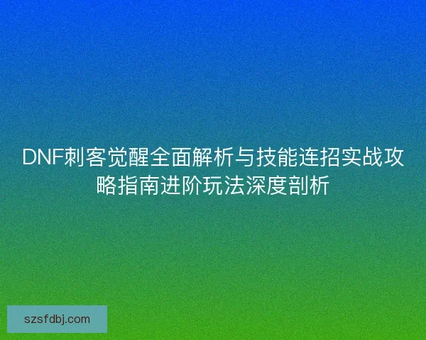 DNF刺客觉醒全面解析与技能连招实战攻略指南进阶玩法深度剖析